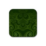Forest Green Spirals Rubber Coaster (Square) 