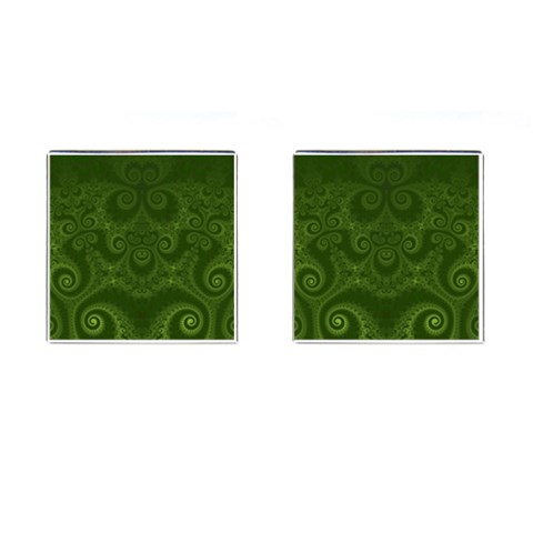 Forest Green Spirals Cufflinks (Square) from ArtsNow.com Front(Pair)