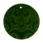 Forest Green Spirals Round Ornament (Two Sides)
