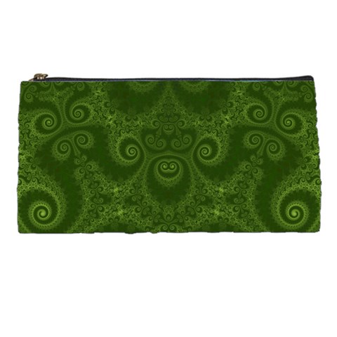 Forest Green Spirals Pencil Case from ArtsNow.com Front