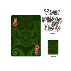 Forest Green Spirals Playing Cards 54 Designs (Mini) from ArtsNow.com Front - Heart8