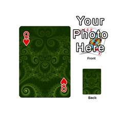 Queen Forest Green Spirals Playing Cards 54 Designs (Mini) from ArtsNow.com Front - HeartQ
