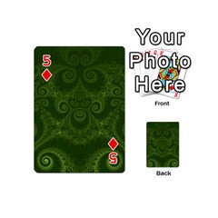 Forest Green Spirals Playing Cards 54 Designs (Mini) from ArtsNow.com Front - Diamond5