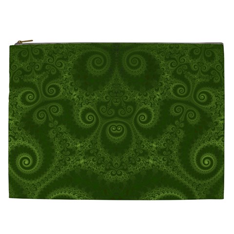 Forest Green Spirals Cosmetic Bag (XXL) from ArtsNow.com Front
