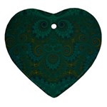 Teal Green Spirals Ornament (Heart)