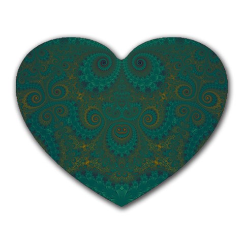 Teal Green Spirals Heart Mousepads from ArtsNow.com Front