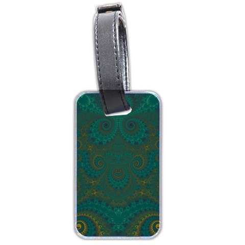 Teal Green Spirals Luggage Tag (two sides) from ArtsNow.com Front