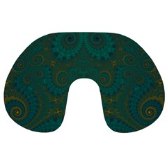 Teal Green Spirals Travel Neck Pillow from ArtsNow.com Back