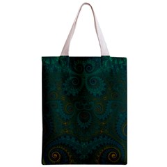 Teal Green Spirals Zipper Classic Tote Bag from ArtsNow.com Front