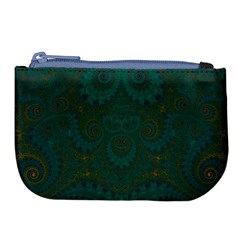Teal Green Spirals Large Coin Purse from ArtsNow.com Front