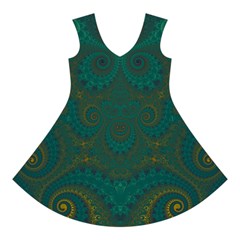 Teal Green Spirals Short Sleeve V Front