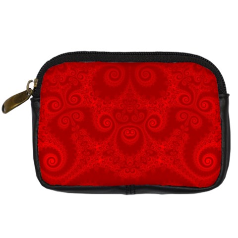 Red Spirals Digital Camera Leather Case from ArtsNow.com Front