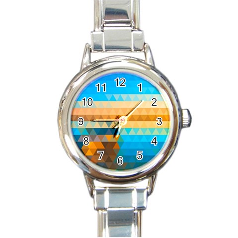 Mosaic  Round Italian Charm Watch from ArtsNow.com Front
