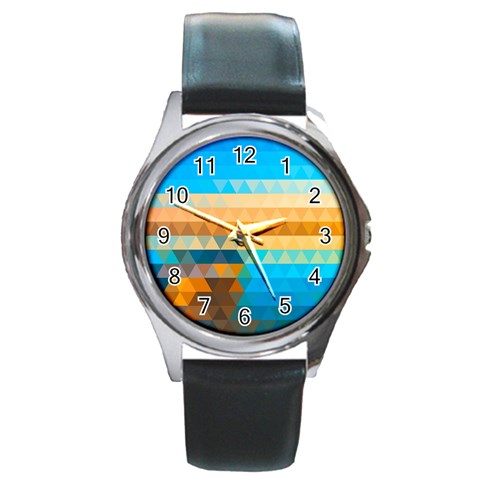 Mosaic  Round Metal Watch from ArtsNow.com Front