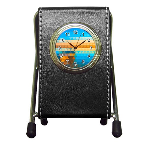 Mosaic  Pen Holder Desk Clock from ArtsNow.com Front