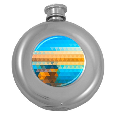 Mosaic  Round Hip Flask (5 oz) from ArtsNow.com Front