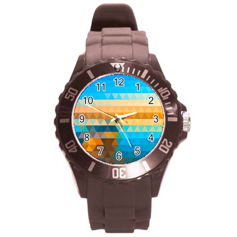 Mosaic  Round Plastic Sport Watch (L) from ArtsNow.com Front