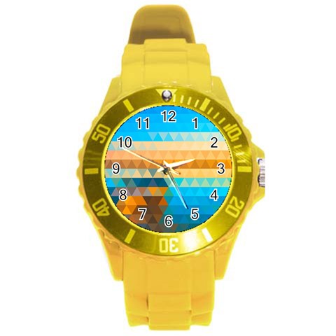 Mosaic  Round Plastic Sport Watch (L) from ArtsNow.com Front