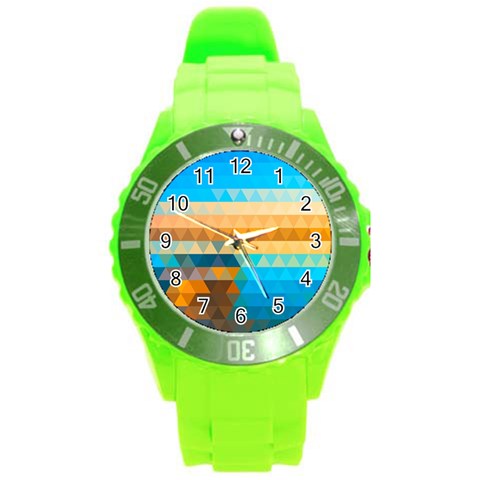 Mosaic  Round Plastic Sport Watch (L) from ArtsNow.com Front