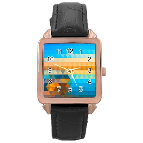 Mosaic  Rose Gold Leather Watch  from ArtsNow.com Front