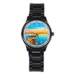 Mosaic  Stainless Steel Round Watch