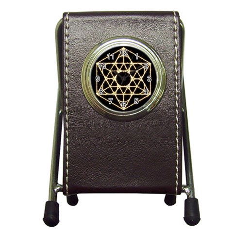 Sacred Geometry: Metatron Pen Holder Desk Clock from ArtsNow.com Front