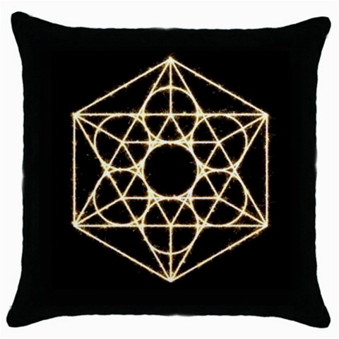 Sacred Geometry: Metatron Throw Pillow Case (Black) from ArtsNow.com Front