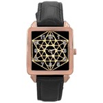 Sacred Geometry: Metatron Rose Gold Leather Watch 