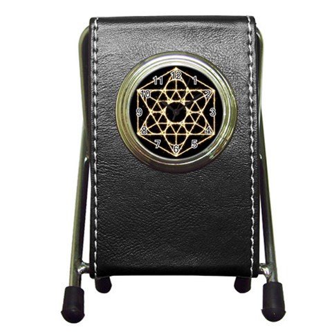 Sacred Geometry: Metatron Pen Holder Desk Clock from ArtsNow.com Front