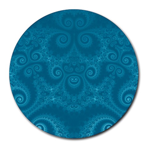 Cerulean Blue Spirals Round Mousepads from ArtsNow.com Front