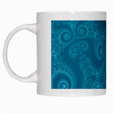 Cerulean Blue Spirals White Mugs from ArtsNow.com Left