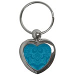 Cerulean Blue Spirals Key Chain (Heart)