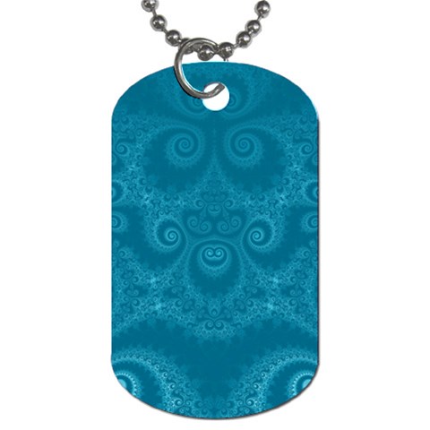 Cerulean Blue Spirals Dog Tag (One Side) from ArtsNow.com Front