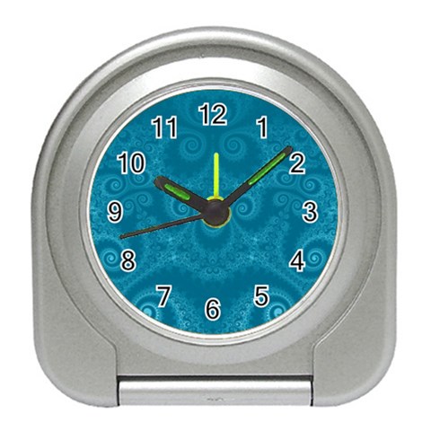 Cerulean Blue Spirals Travel Alarm Clock from ArtsNow.com Front
