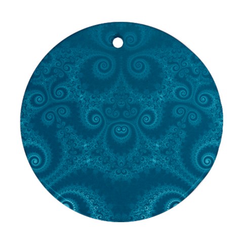 Cerulean Blue Spirals Round Ornament (Two Sides) from ArtsNow.com Front