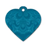 Cerulean Blue Spirals Dog Tag Heart (One Side)