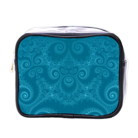 Cerulean Blue Spirals Mini Toiletries Bag (One Side) from ArtsNow.com Front