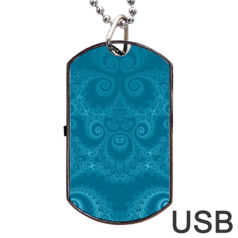 Cerulean Blue Spirals Dog Tag USB Flash (One Side) from ArtsNow.com Front