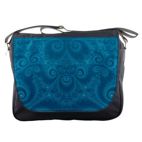 Cerulean Blue Spirals Messenger Bag from ArtsNow.com Front