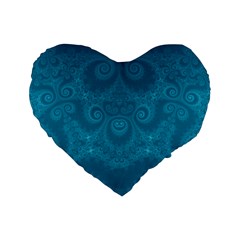 Cerulean Blue Spirals Standard 16  Premium Flano Heart Shape Cushions from ArtsNow.com Front