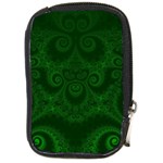 Emerald Green Spirals Compact Camera Leather Case