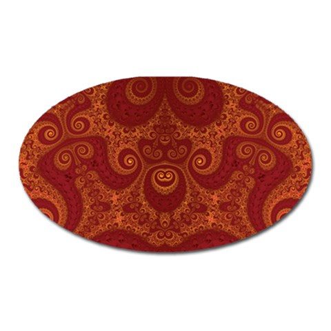 Red and Gold Spirals Oval Magnet from ArtsNow.com Front