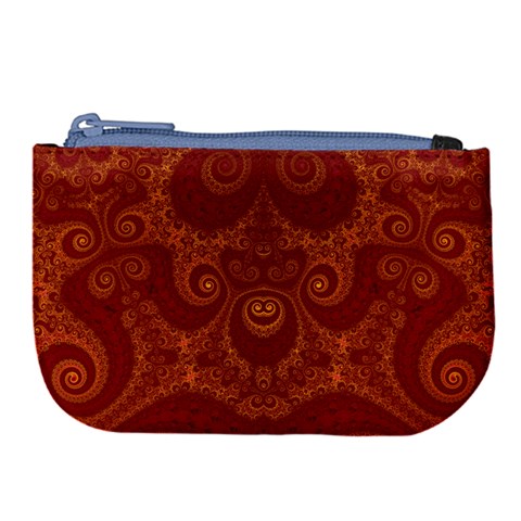 Red and Gold Spirals Large Coin Purse from ArtsNow.com Front
