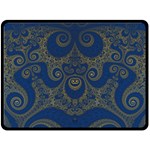 Navy Blue and Gold Swirls Double Sided Fleece Blanket (Large) 