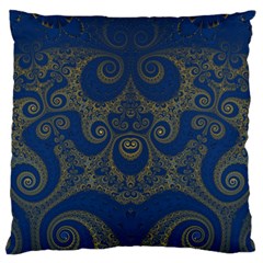 Navy Blue and Gold Swirls Standard Flano Cushion Case (Two Sides) from ArtsNow.com Front