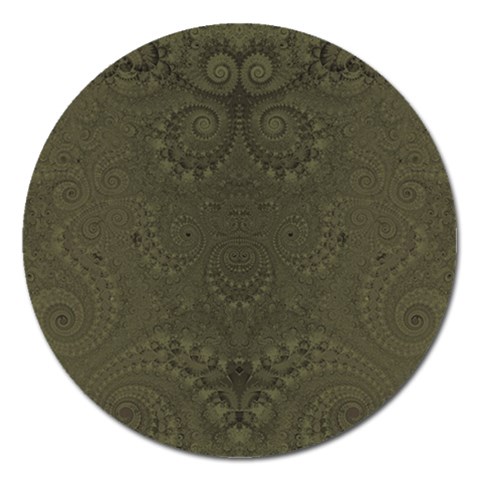 Rustic Green Brown Swirls Magnet 5  (Round) from ArtsNow.com Front