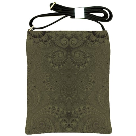 Rustic Green Brown Swirls Shoulder Sling Bag from ArtsNow.com Front