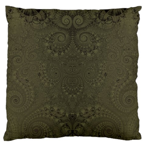 Rustic Green Brown Swirls Large Flano Cushion Case (One Side) from ArtsNow.com Front