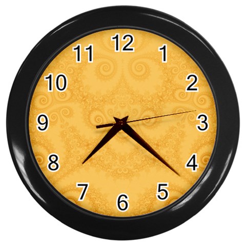 Golden Honey Swirls Wall Clock (Black) from ArtsNow.com Front