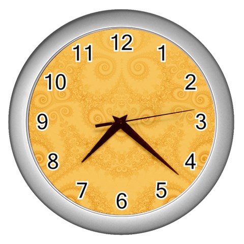 Golden Honey Swirls Wall Clock (Silver) from ArtsNow.com Front